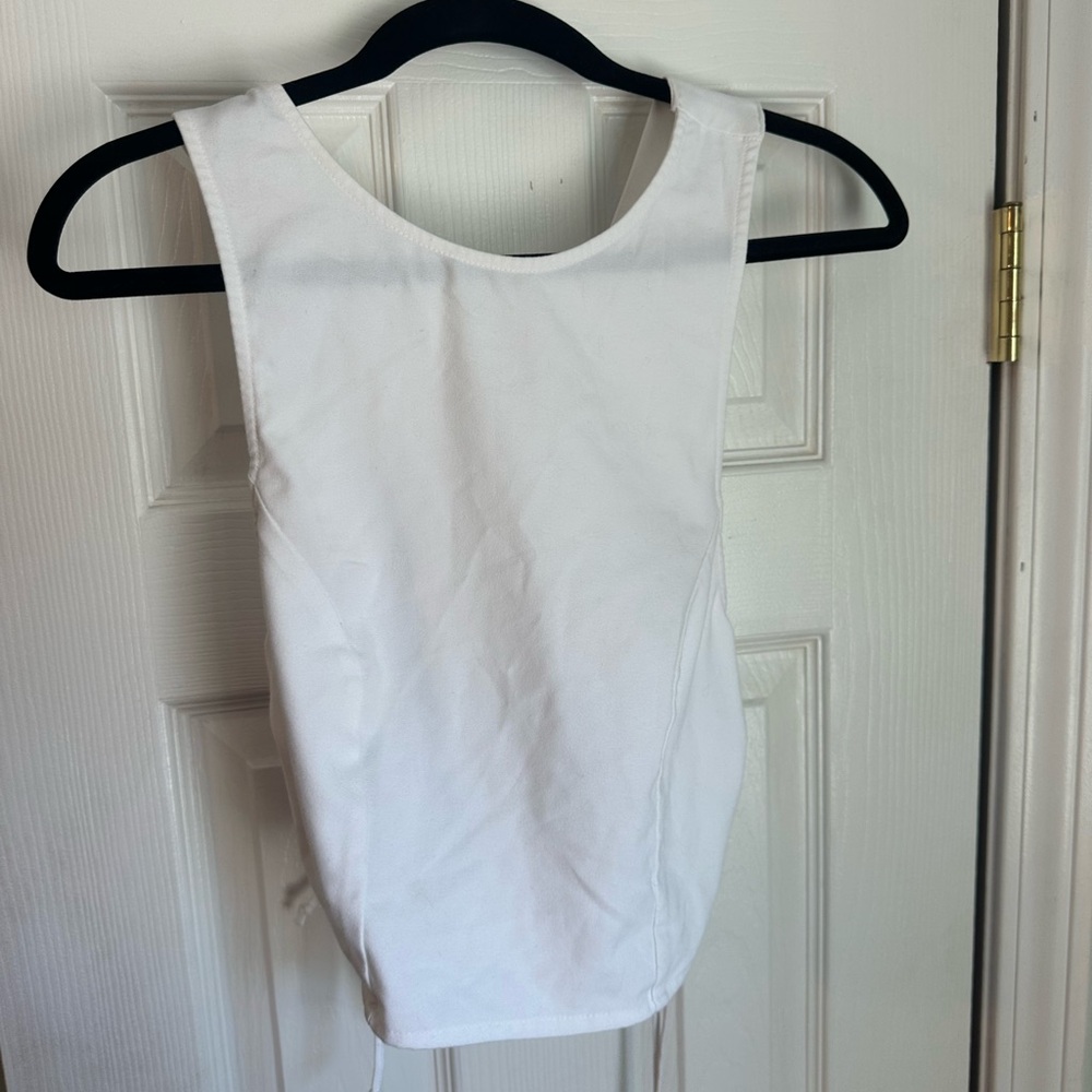 Free People White Bib Collar Sleeveless Tank Top